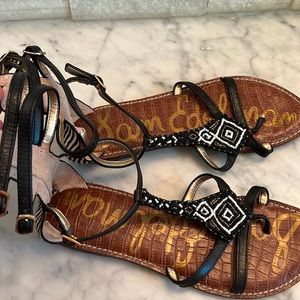 Sam Edelman Black and White Gladiator Sandals 10